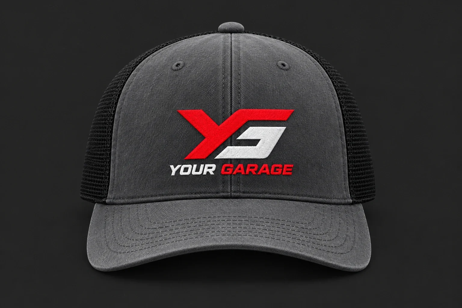 Trucker hat in Charcoal, product concept