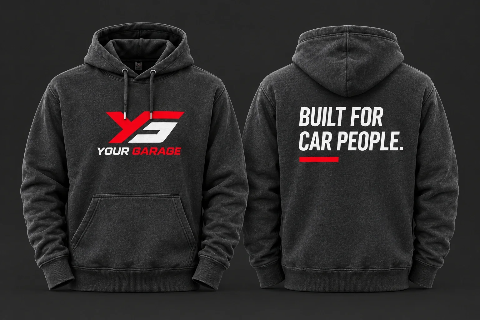 Built hoodie in Charcoal, product concept