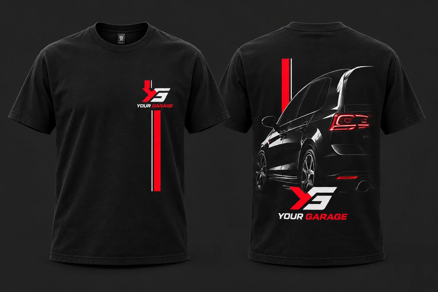 Motorsport tee in Black, product concept