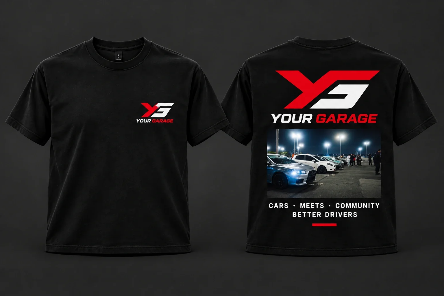Car meet tee in Black, product concept
