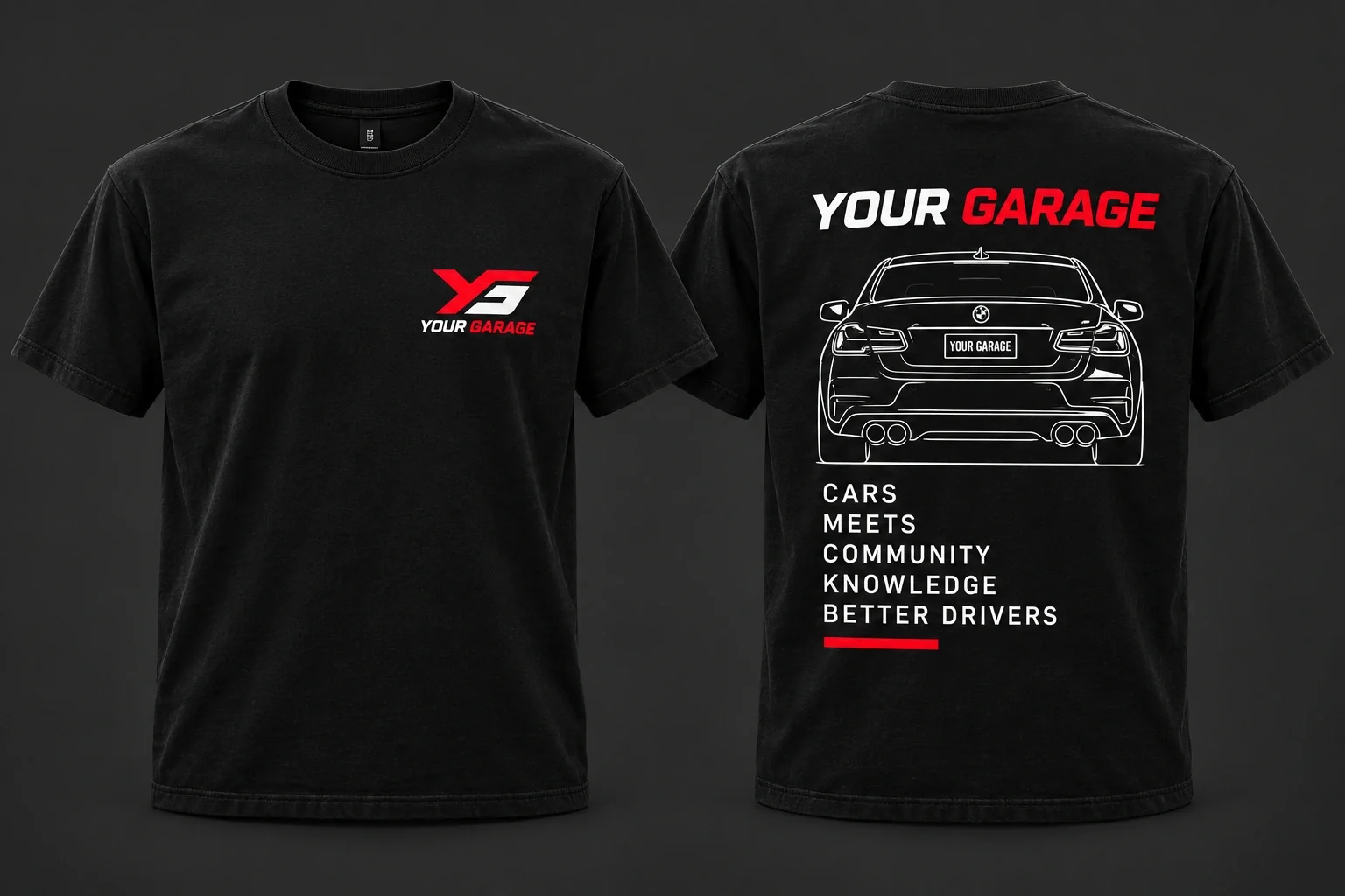 Rear-end tee in Black, product concept
