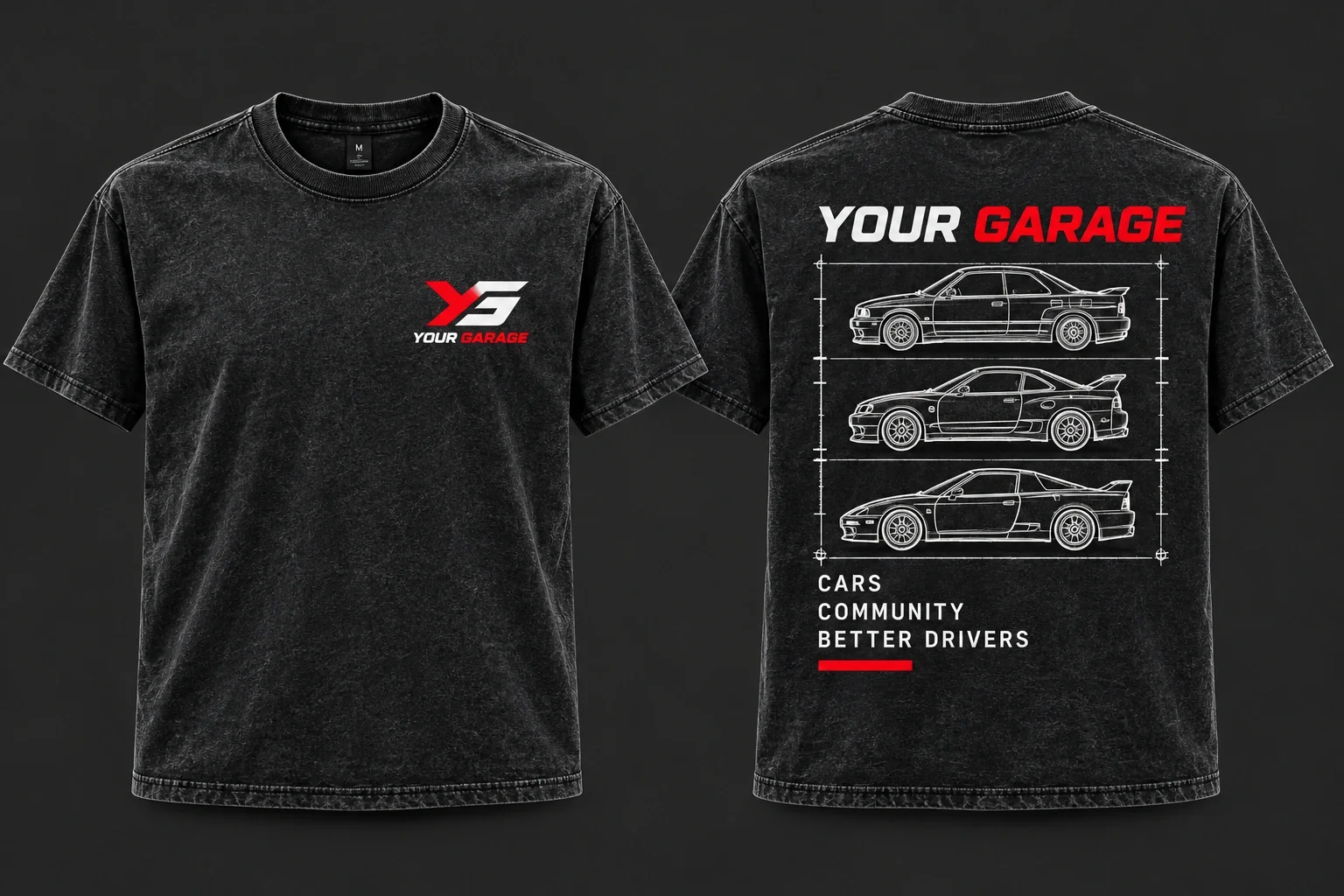 Lineup tee in Vintage black, product concept