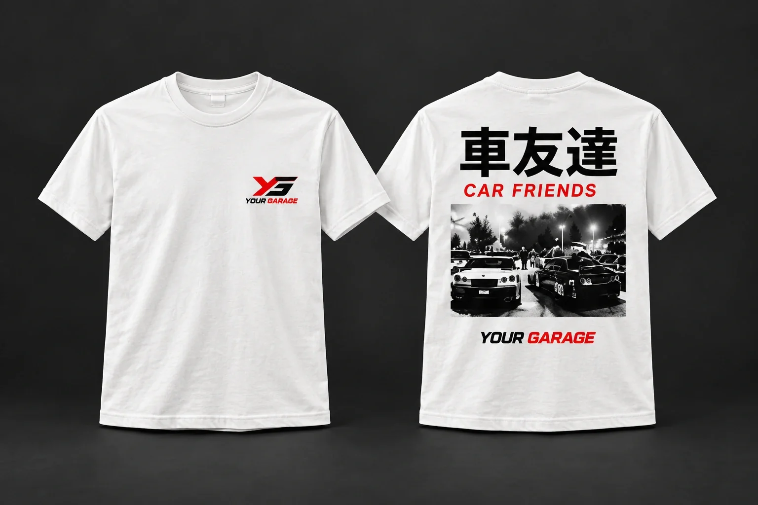 Car friends tee in White, product concept