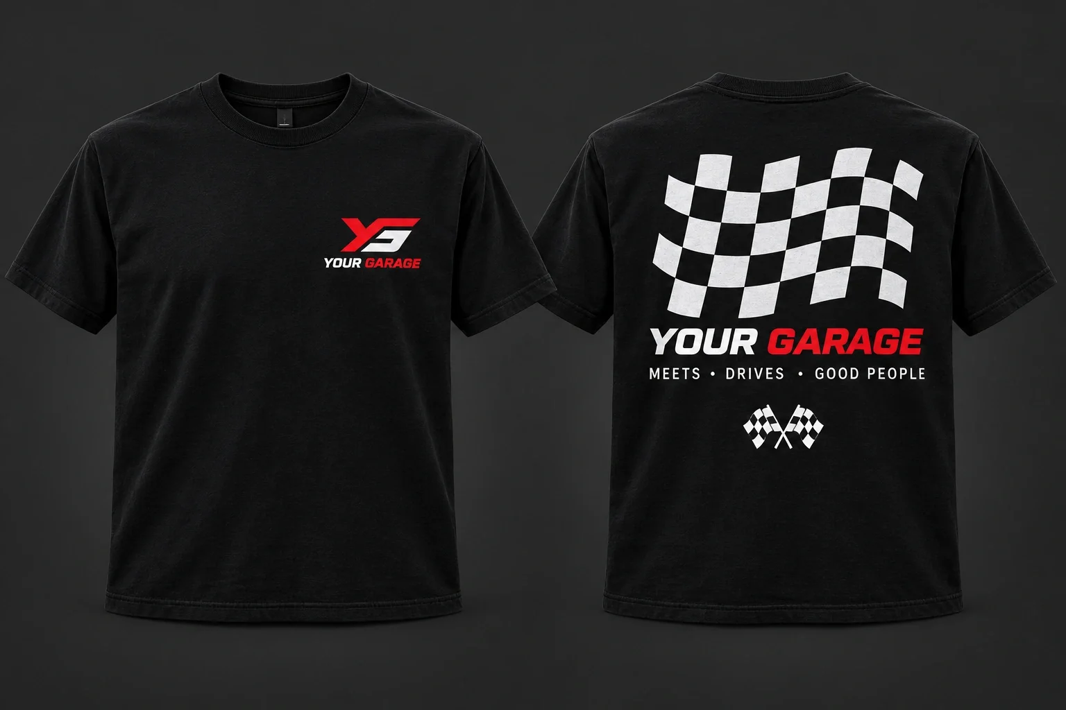 Checker tee in Black, product concept