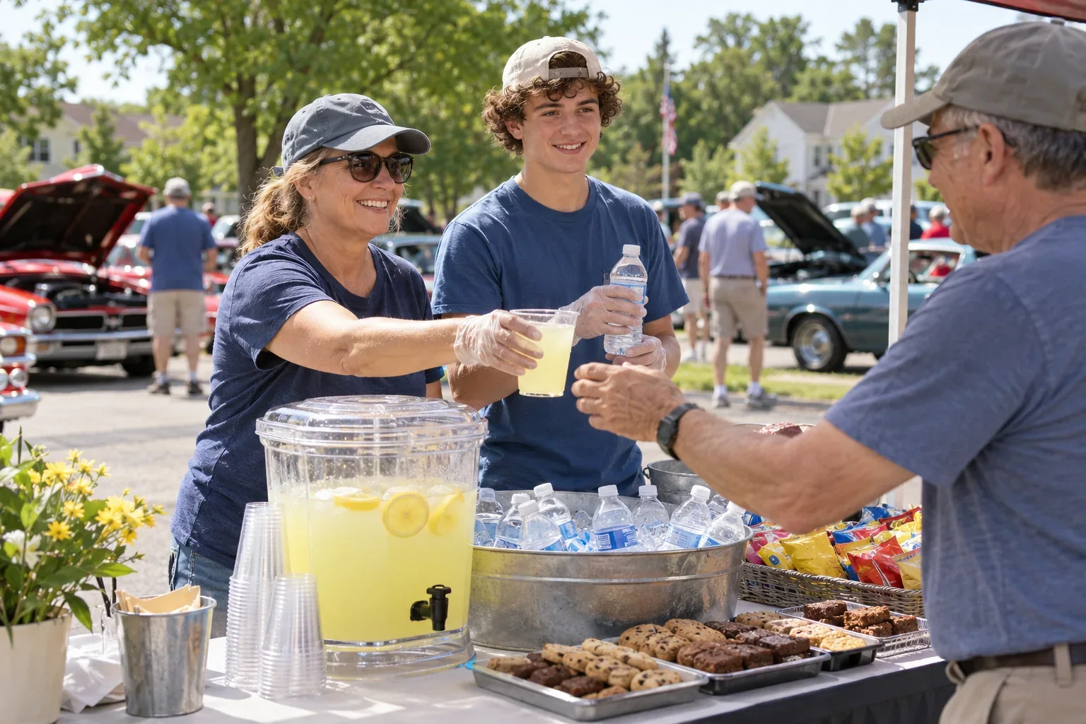 Concept: Volunteers serving drinks at a fundraiser