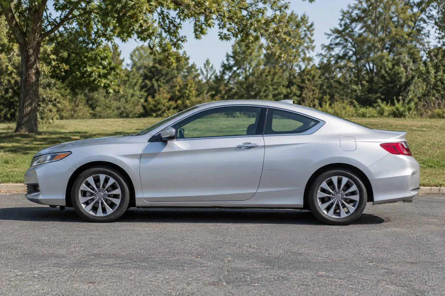 Factory stock silver coupe parked outdoors, AI generated concept